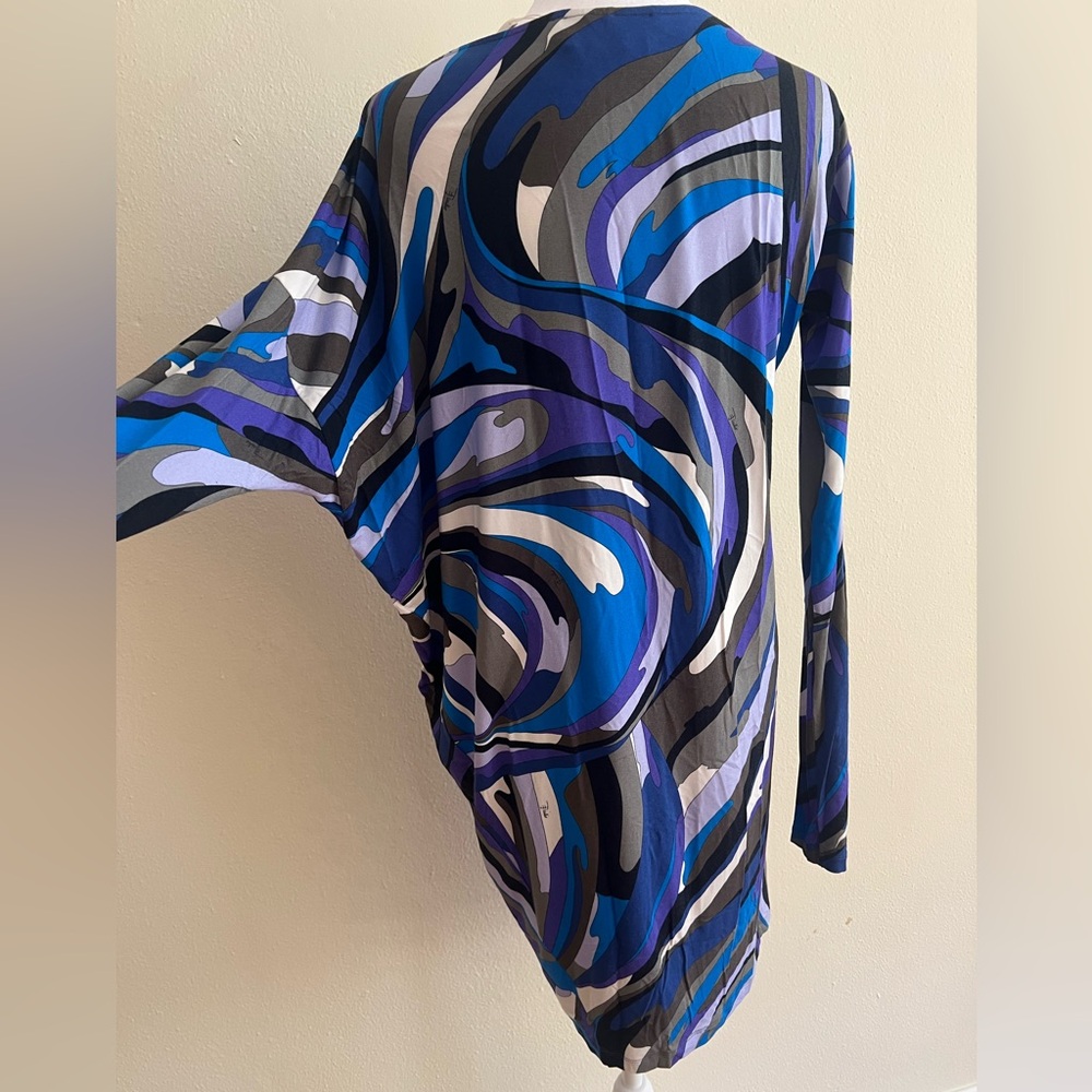 NWT Emilio Pucci Blue and Purple Swirl Dress Italy Size 40 USA 6 Multi Color - Picture 11 of 12
